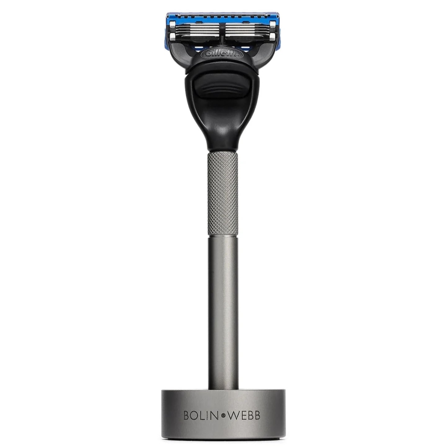 Bolin Webb Generation Razor & Stand - Luxury Razors for Men with Gillette Fusion 5 Blades, Premium Aluminum Shaving Razor for Smooth, Comfortable Shave, Ideal Gift & Daily Grooming Set (Graphite)