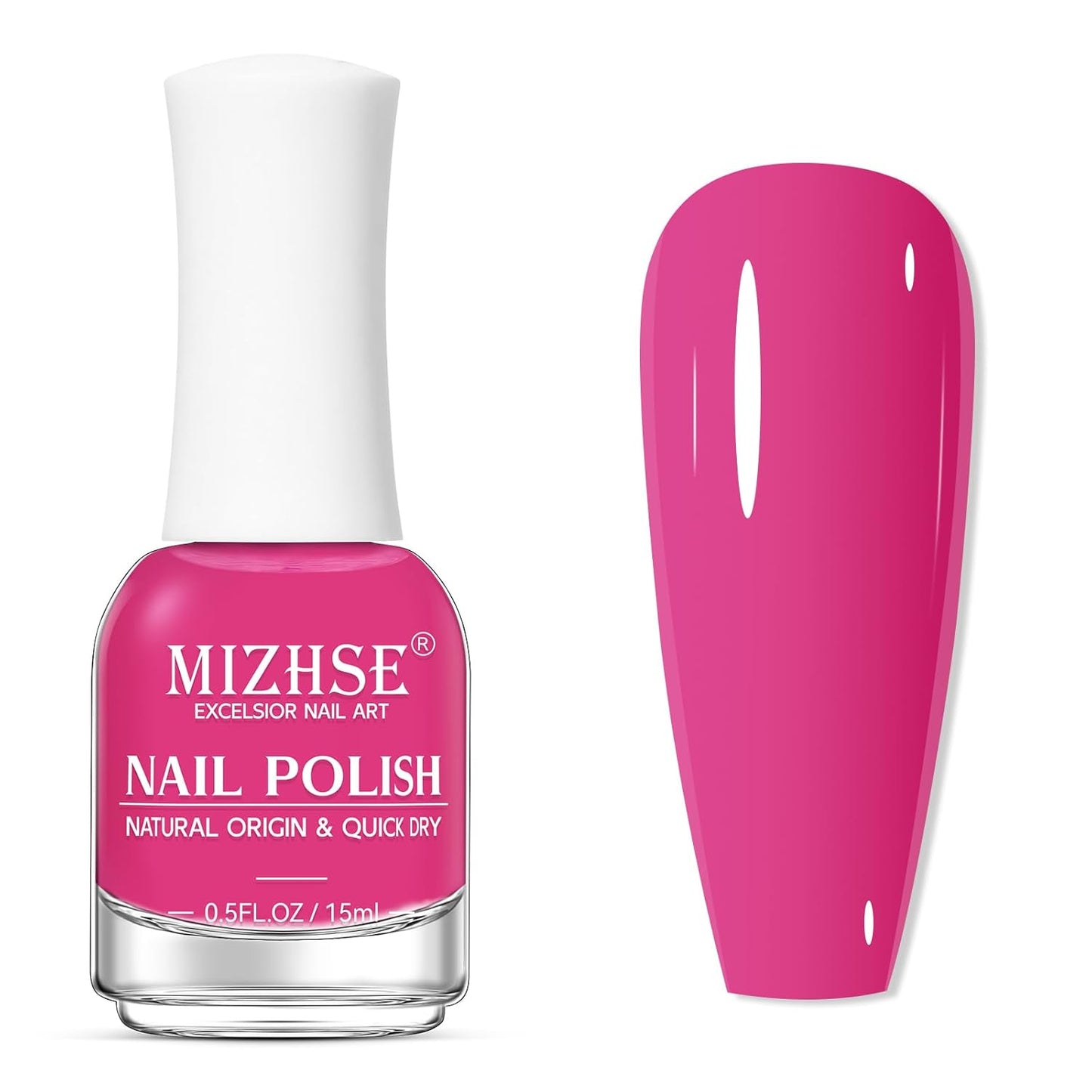 MIZHSE Quick Dry Hot Pink Nail Polish - Non-Gel Air Drying, 15ml Glossy Finish for DIY Manicure