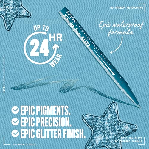 NYX Epic Ink Glitz Liquid Eyeliner - Waterproof Shimmer Teal Blue