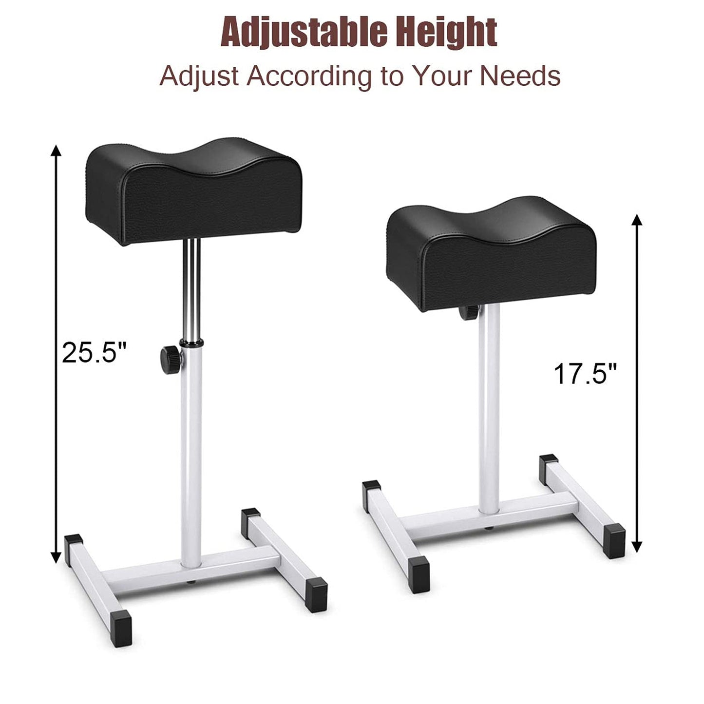 CHAOEEMY Pedicure Foot Rest,Adjustable Height Pedicure Stool,Pedicure Stand for Home Salon,Tattoo,Nail Tech(Black)