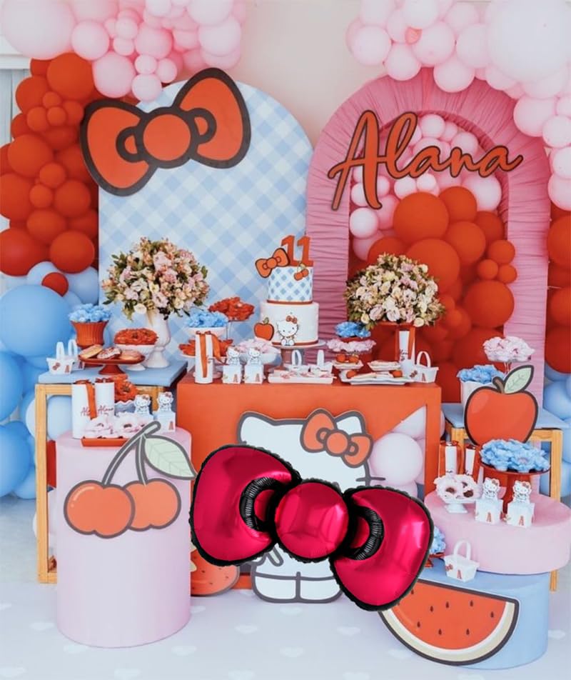 Red Bow Foil Balloons - 4 Pack for Birthday & Valentine's Parties