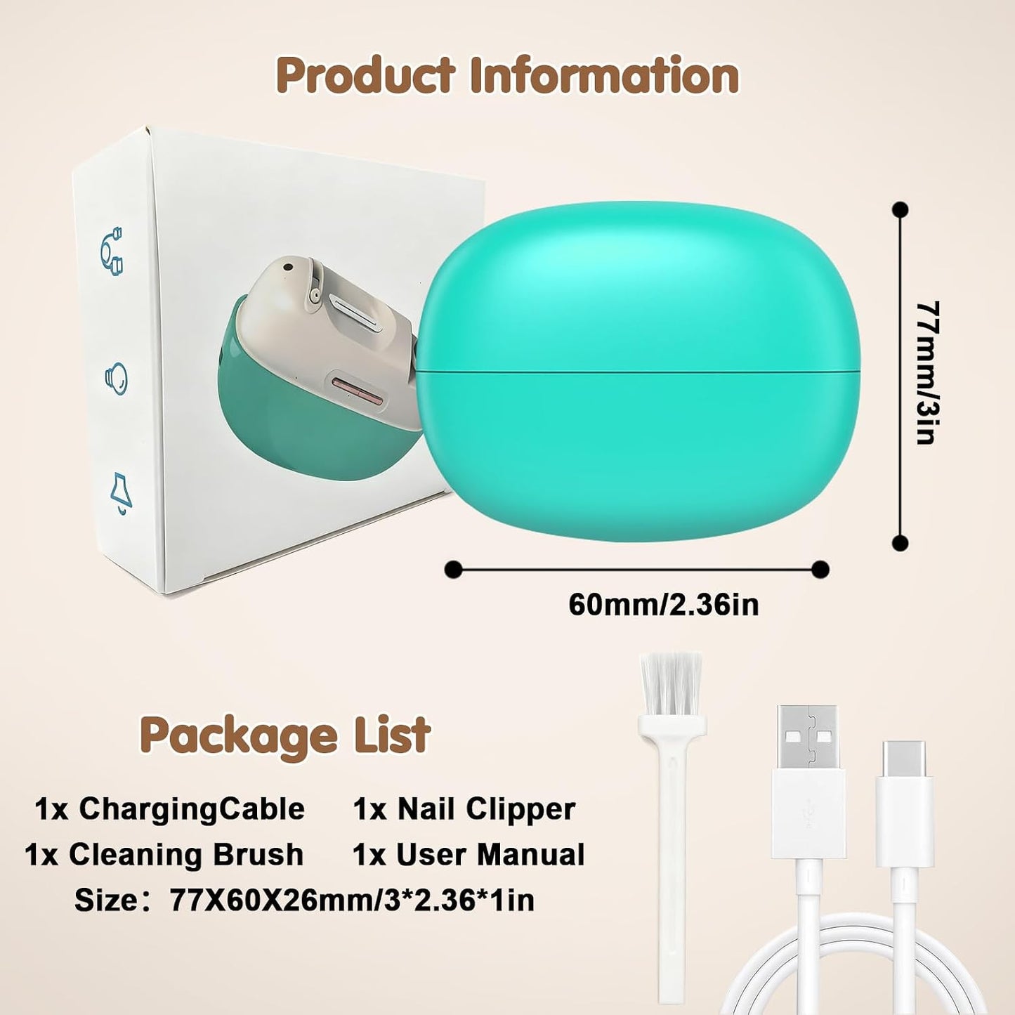 Electric Nail Clipper - Adjustable Blade for Thick & Thin Nails | Green Color