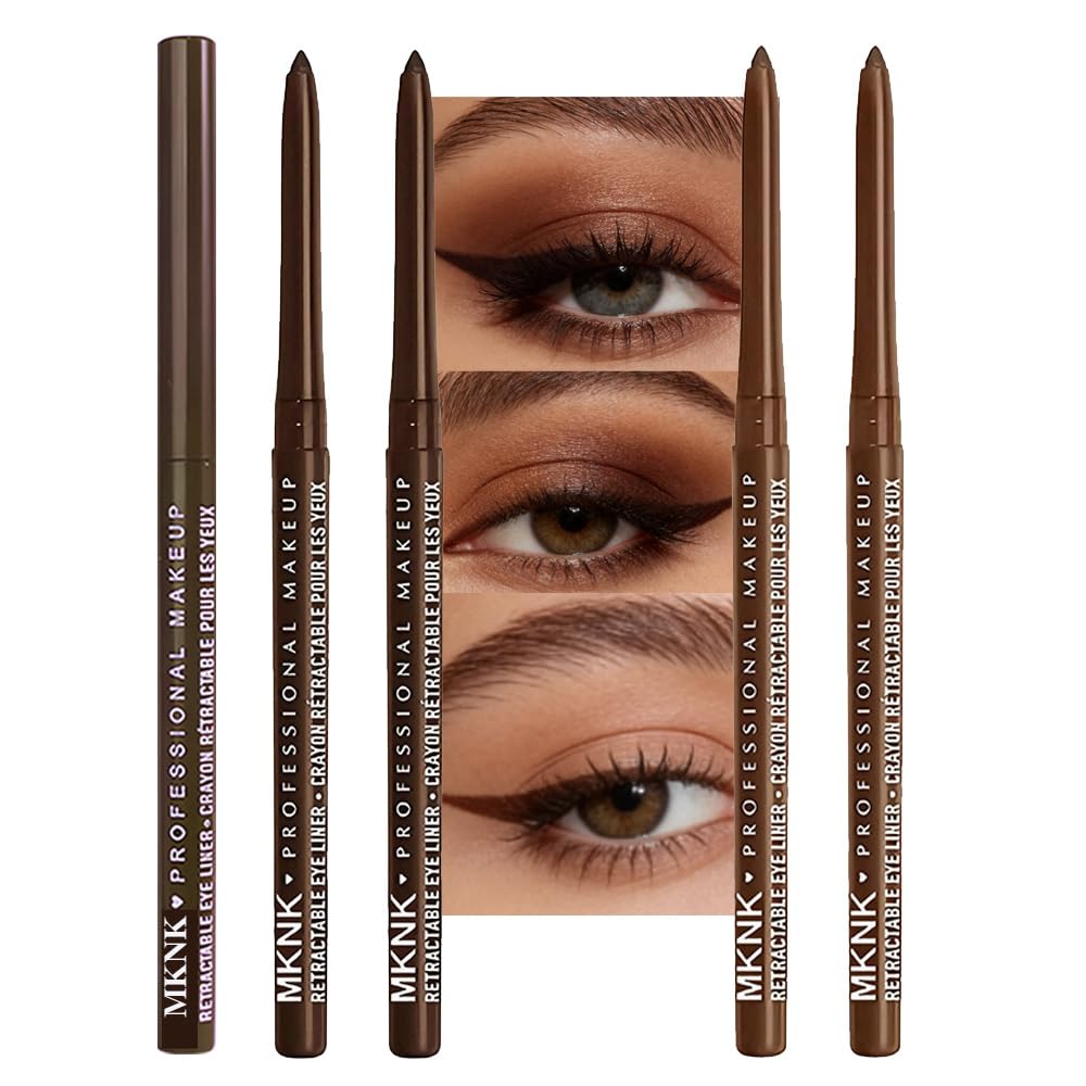 Retractable Creamy Eyeliner & Eyeshadow Sticks - Ultra Pigmented Matte Finish | 4 Pcs in Black, White, Brown, Blue, Purple, Green, Gray