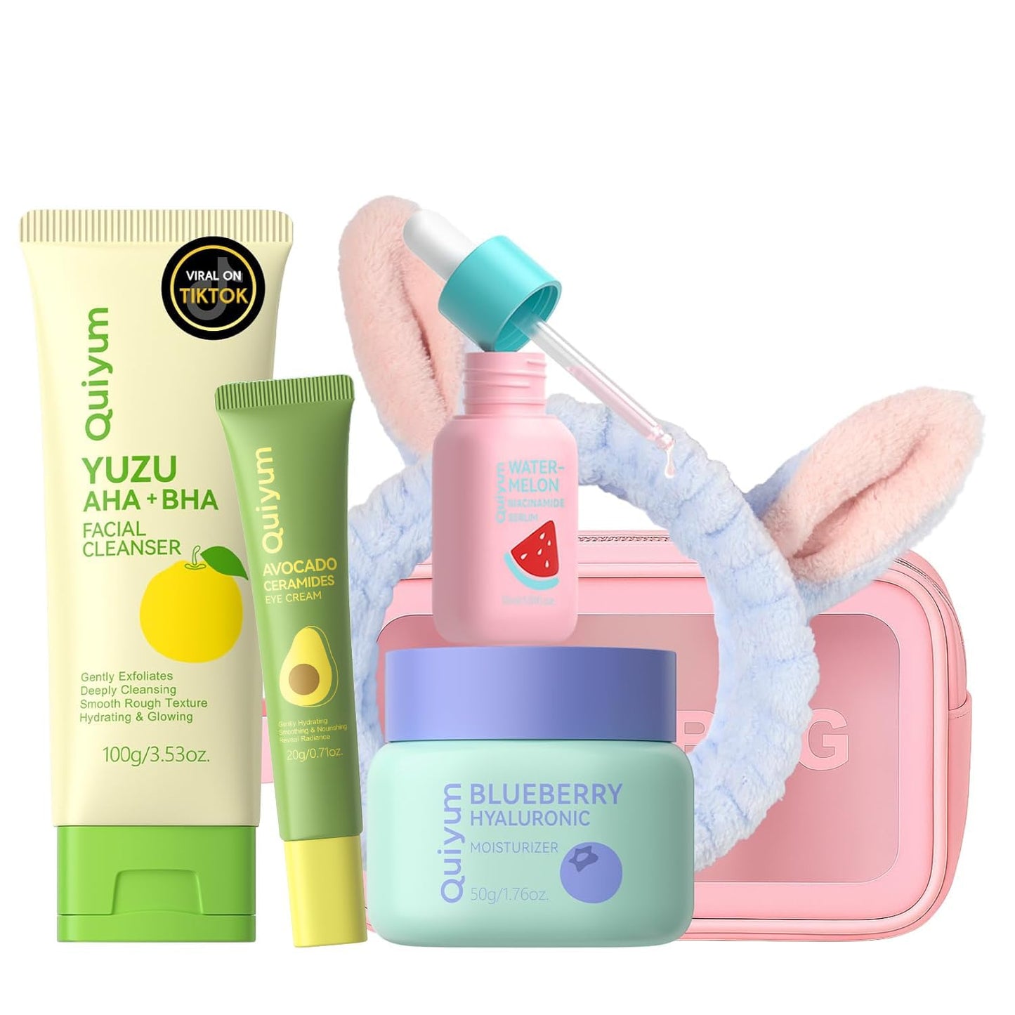 Fruit Skincare for Teens - 5-Piece Daily Beauty Routine Set | Exfoliating, Hydrating, Oil Control, All Skin Types