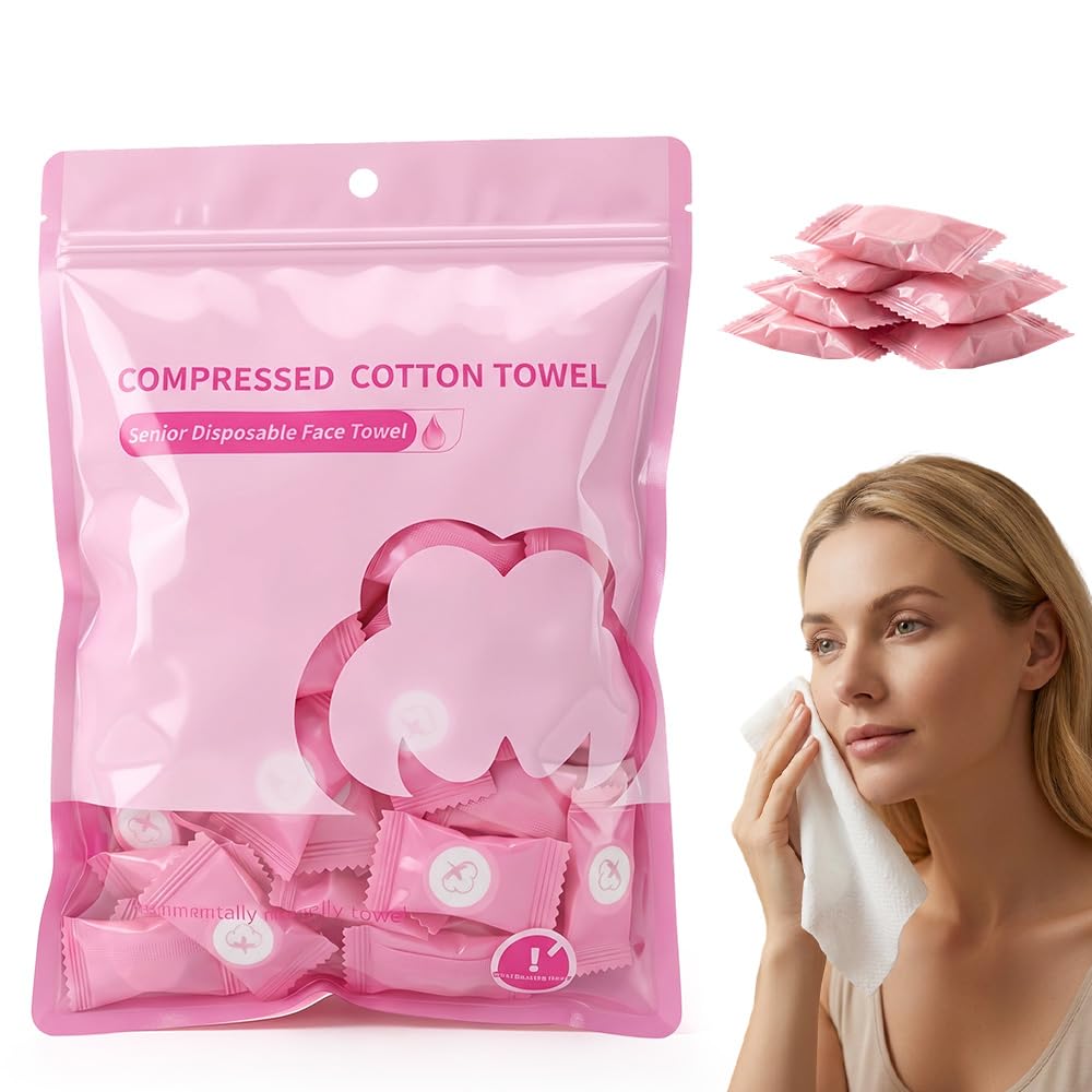 Compressed Towels 100 PCS, Compressed Towel Tablets, Disposable Compressed Face Towels, Expandable Cotton Coin Tissues for Travel, Camping, Gym, Outdoor & Daily Use (1pcs)