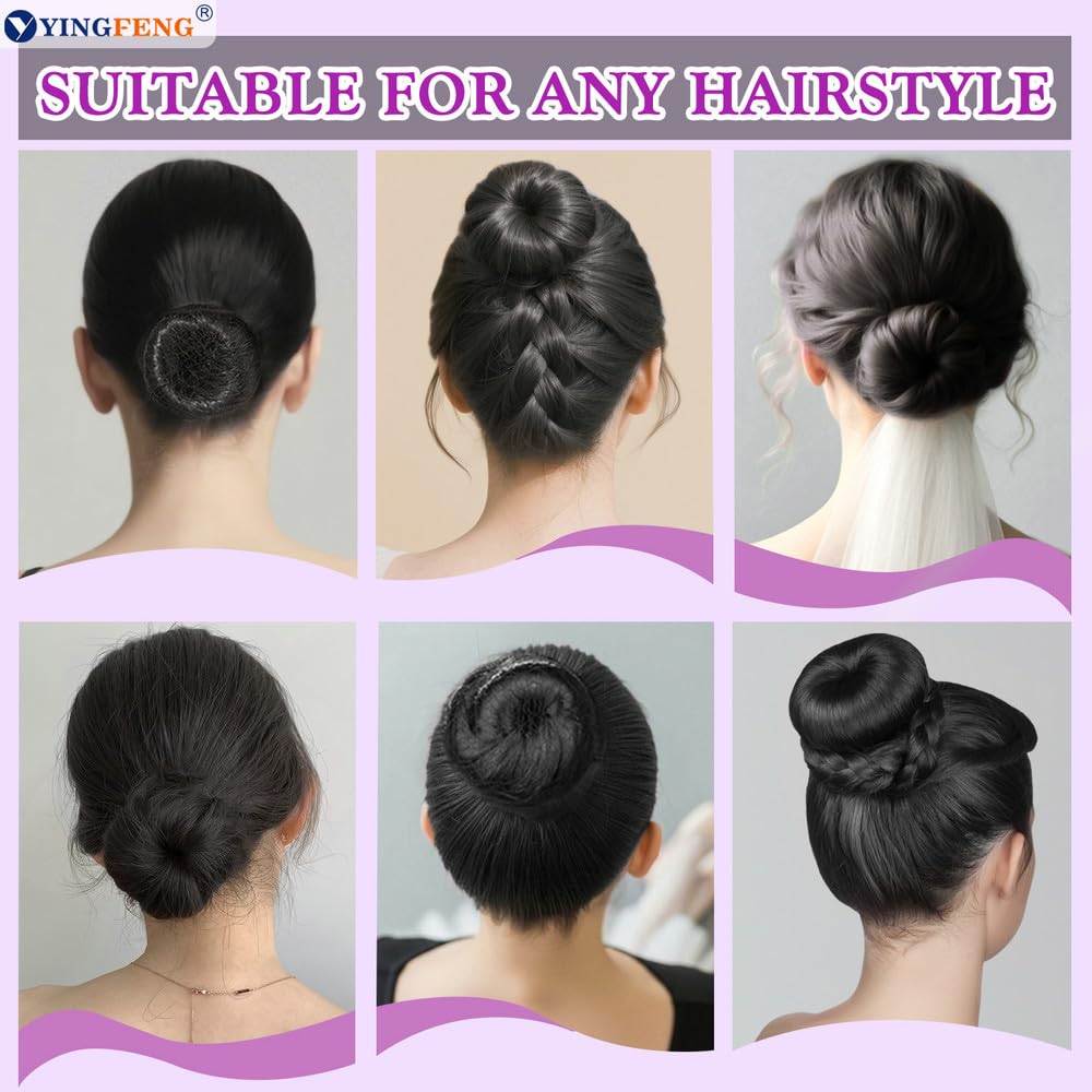 Hair Bun Maker Kit - 134 Pcs Set with 4 Bun Pieces, 20 Hair Nets, 100 Bobby Pins & 10 Hair Bands for Ballet Styling