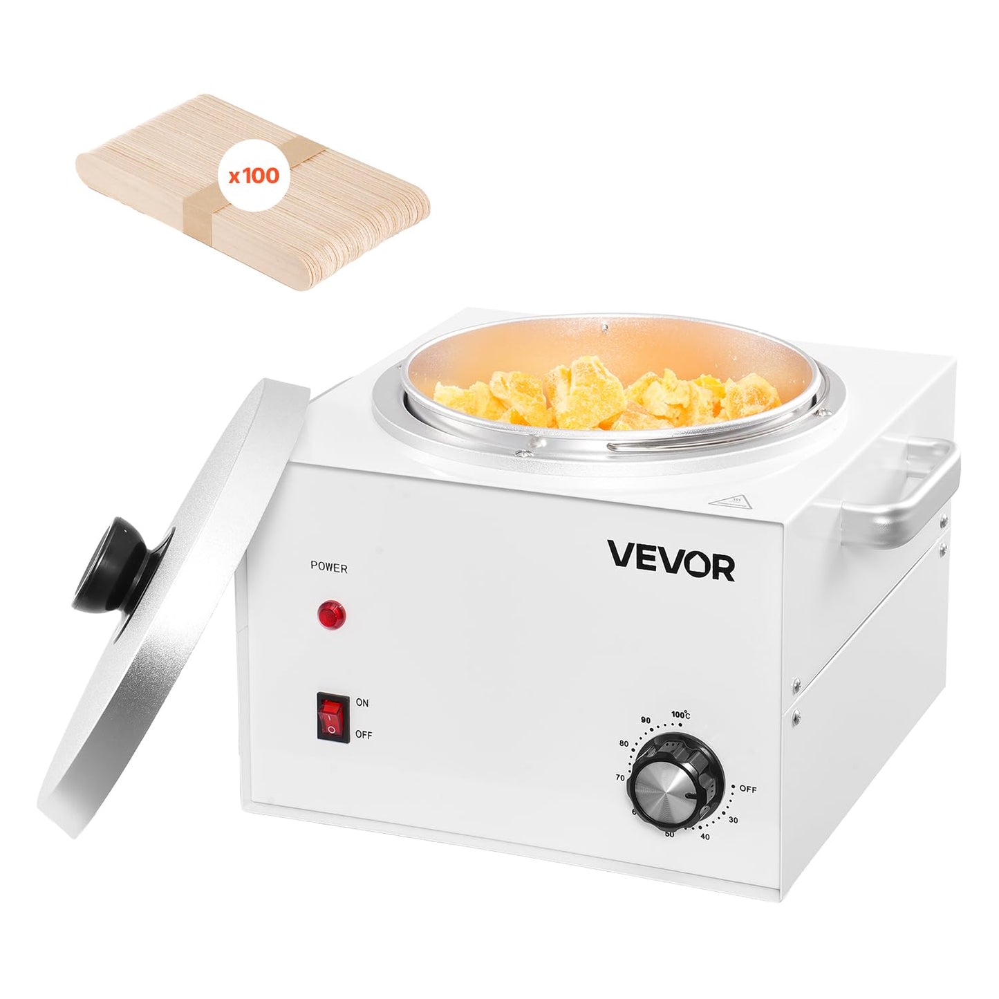 VEVOR Single Pot Wax Warmer, 3000ML 300W Professional Wax Warmer for Hair Removal, 32 ℉ - 212℉ Adjustable Electric Waxing Heater with 100PCS Waxing Sticks for Home Use, Beauty Salon, Spa