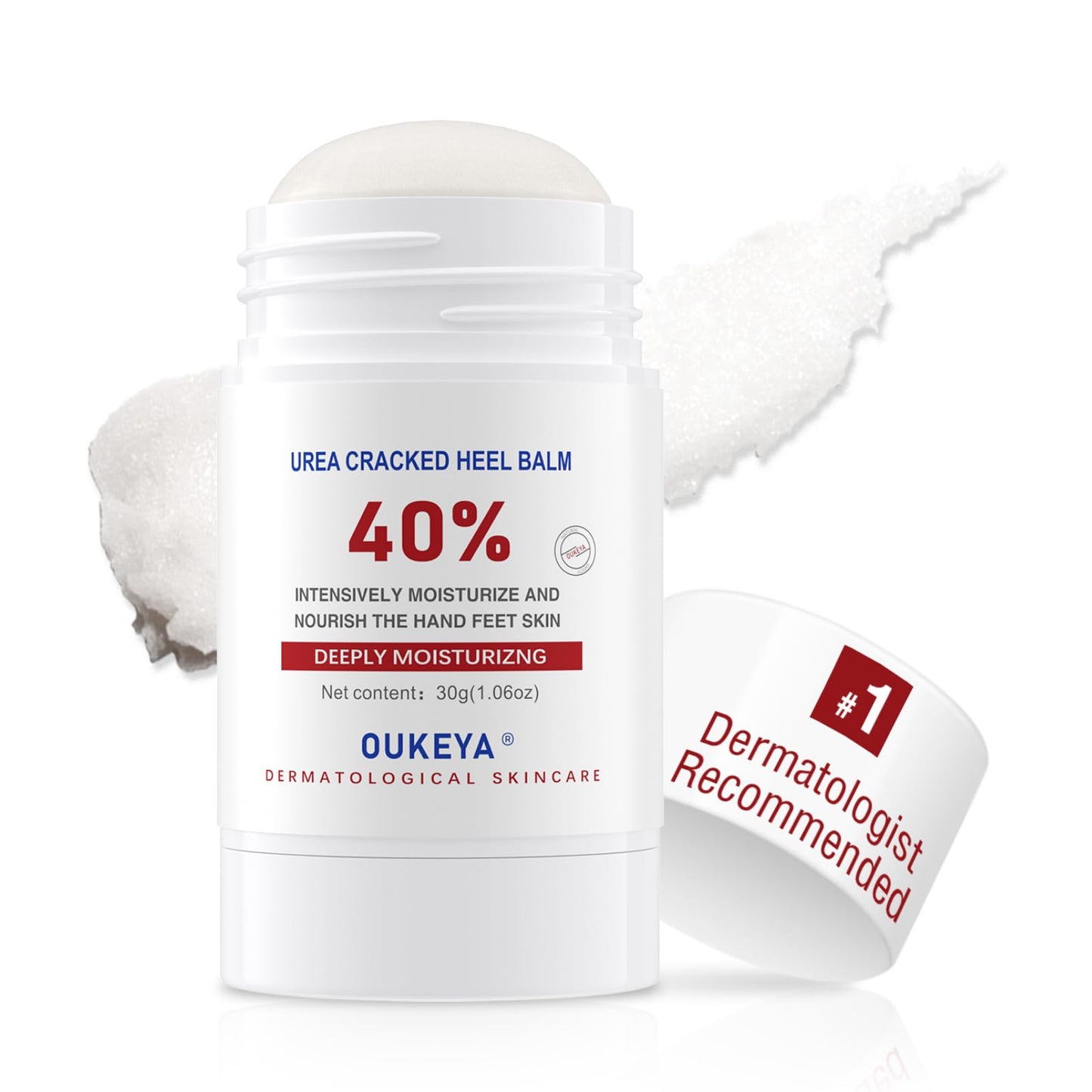 OUKEYA Urea Cream Stick 40%, Foot & Hand Balm for Dry, Cracked Heels & Rough Skin, 40 Percent Urea Lotion for Feet Maximum Strength,1.06 oz