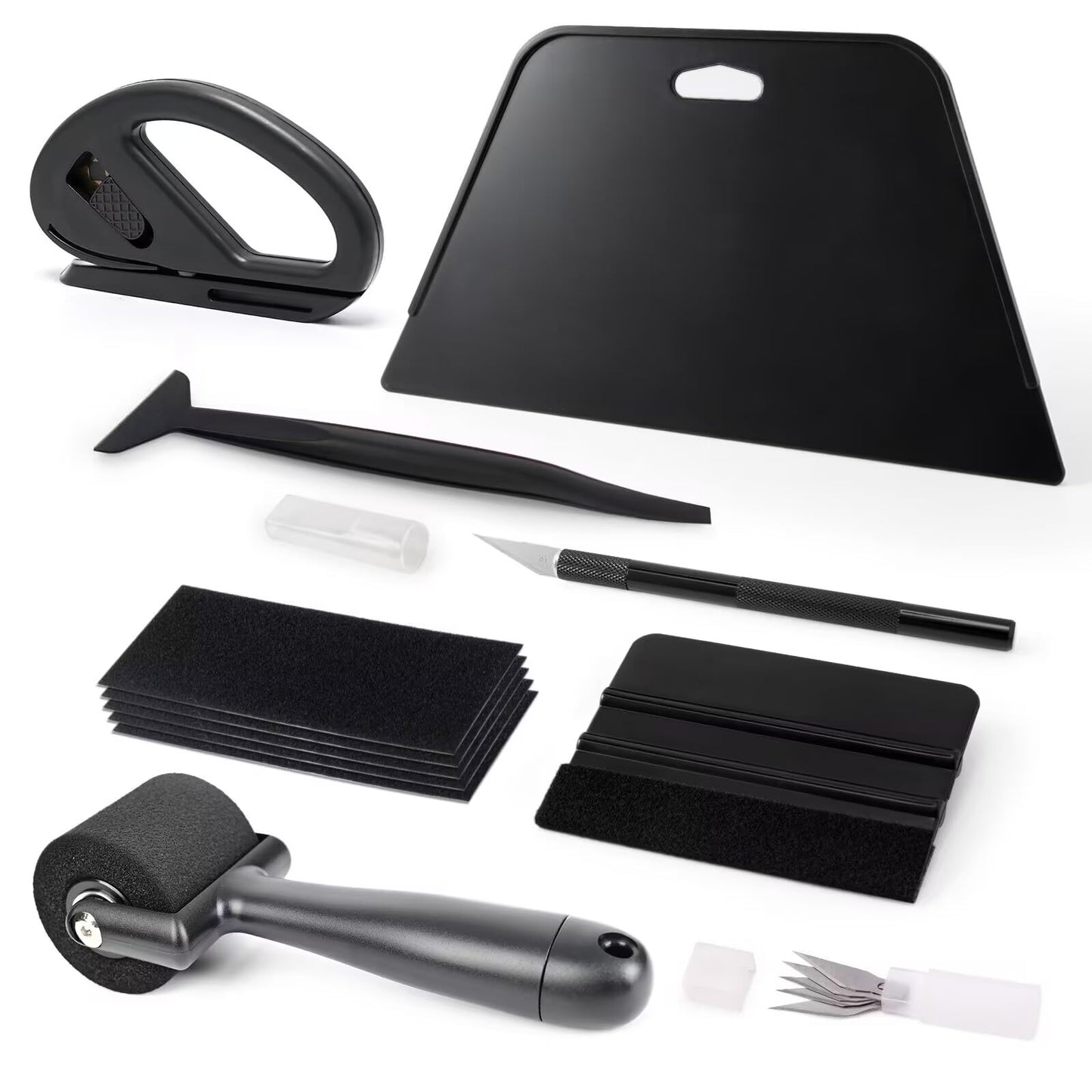 EHDIS Wallpaper Smoothing Tool Kit with Sponge Seam Roller, Vinyl Squeegee,Cutting Tool for Peel and Stick on Contact Paper,Window Tint Film,Decal,Graphics Installation