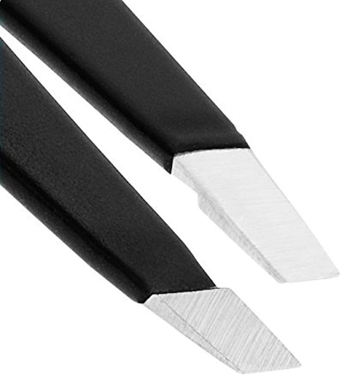 AURAY Stainless Steel Eyebrow Tweezers - Slanted Tip Facial Hair Removal Tool for Men & Women | Black