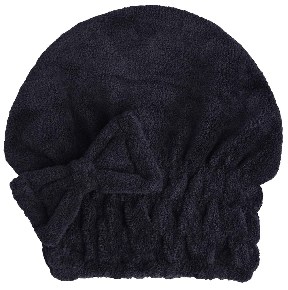 HOPESHINE Microfiber Hair Towel Cap for Women Wet Short or Long Curly Hair Super Absorbent Quick Dry Turbans Anti Frizz Great Gift for Women and Girls (Black, 1)