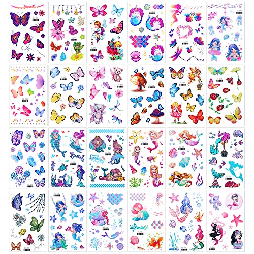 Konsait Glitter Temporary Tattoos for Kids - 24 Sheets of Fun