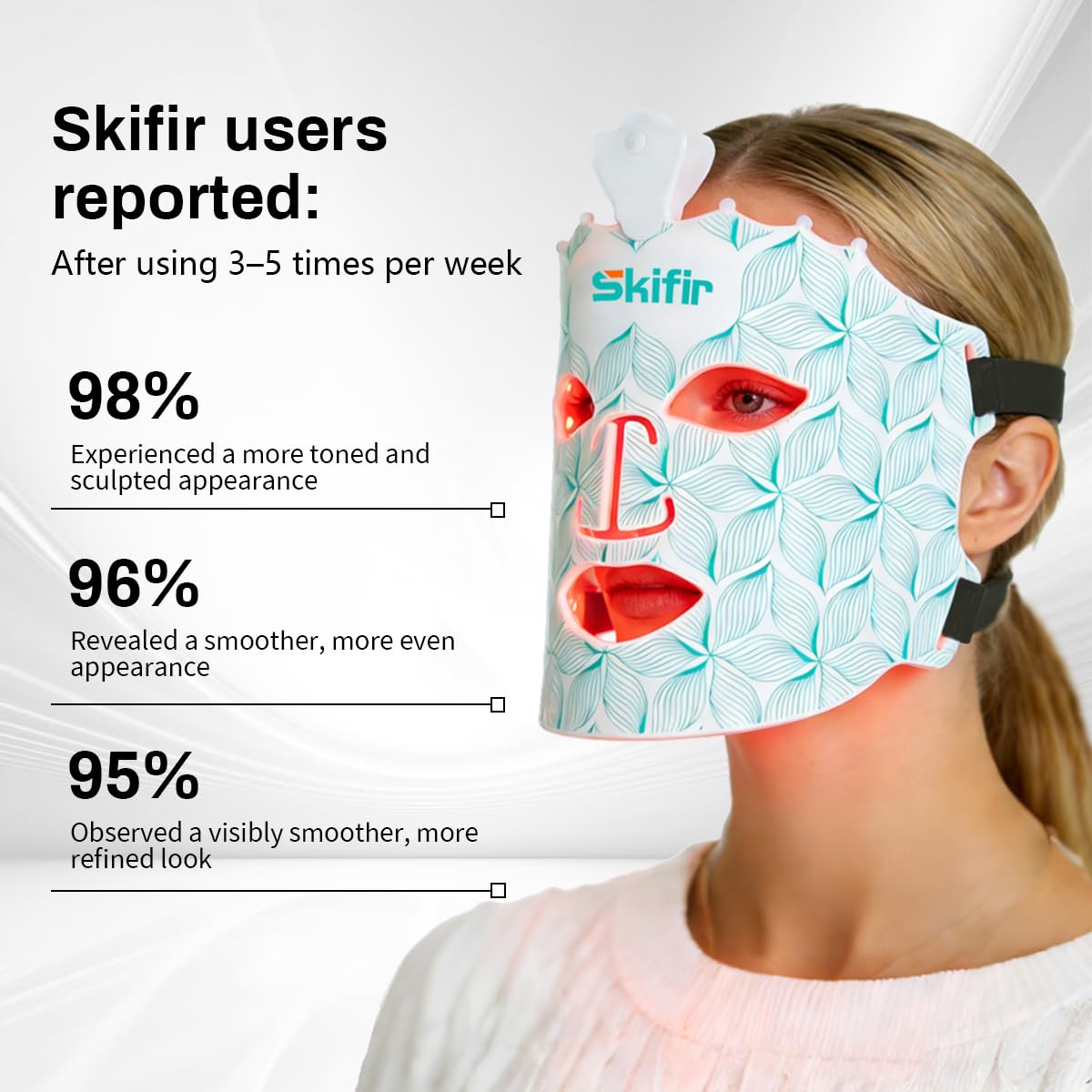 skifir Wireless Photoelectric Beauty Red Light Mask Sustainable, Rechargeable and Ergonomic Design for Home & Travel