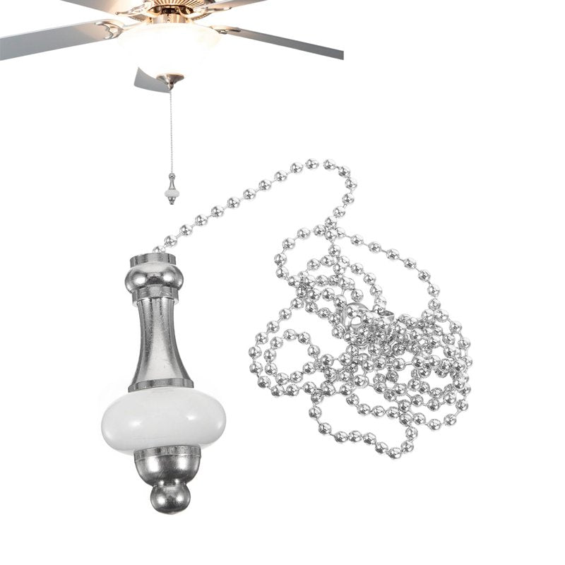 POPETPOP 33.6 Inch Ceiling Fan Pull Chain - White Ceramic Pendant Light Extender, Decorative Extension for Ceiling Light Lamp Fan Chain - Easy to Install