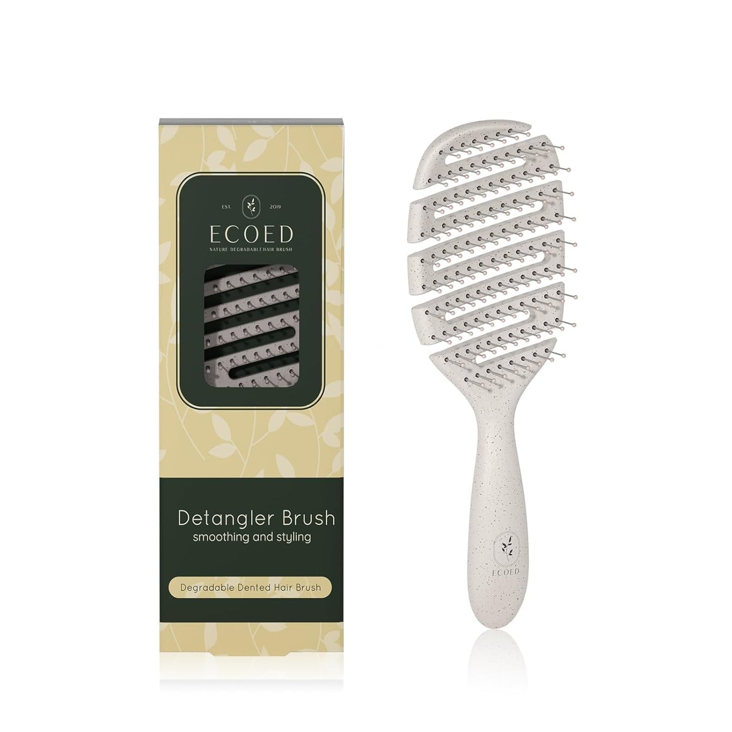 Ecoed Vented Detangling Hair Brush - Smooths Curly, Thick & Straight Hair | Eco-Friendly Blue Design