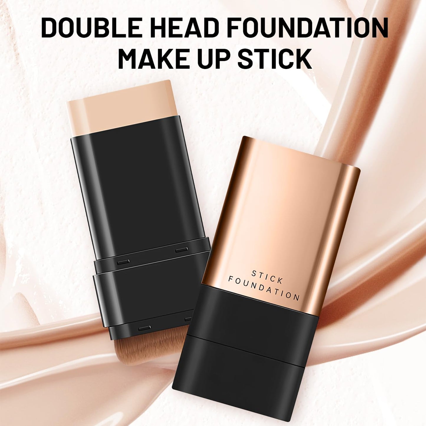 2 In 1 Anti Wrinkle Foundation Stick, Korea Flawless Eraser Foundation Stick- Hydrating Lightweight, Double Head Foundation Make Up Stick with Brush,Multi-Use Face Makeup Contour Stick(Natural, 1PC)
