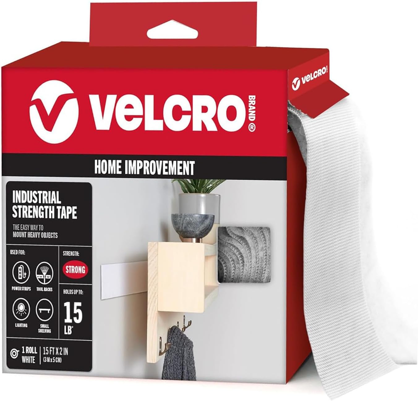 Heavy Duty Velcro Fasteners - 4x2 Inch Adhesive Strips | 10 lbs Hold | Black | 8 Count