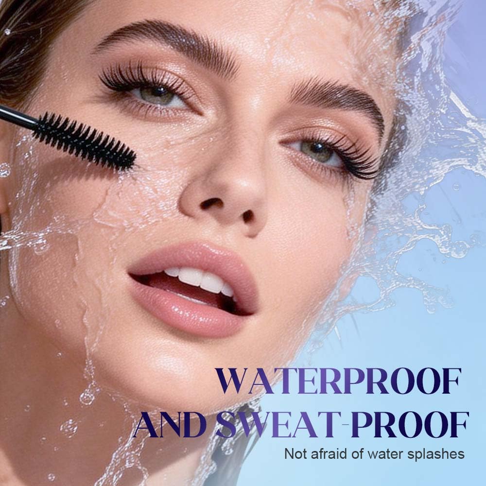 Metal Wand Mascara, Waterproof Fibre Mascara, Tubular Eyelash Primer, Metal Wand for Lengthening and Curling, Long-Lasting Lash Define (Black)