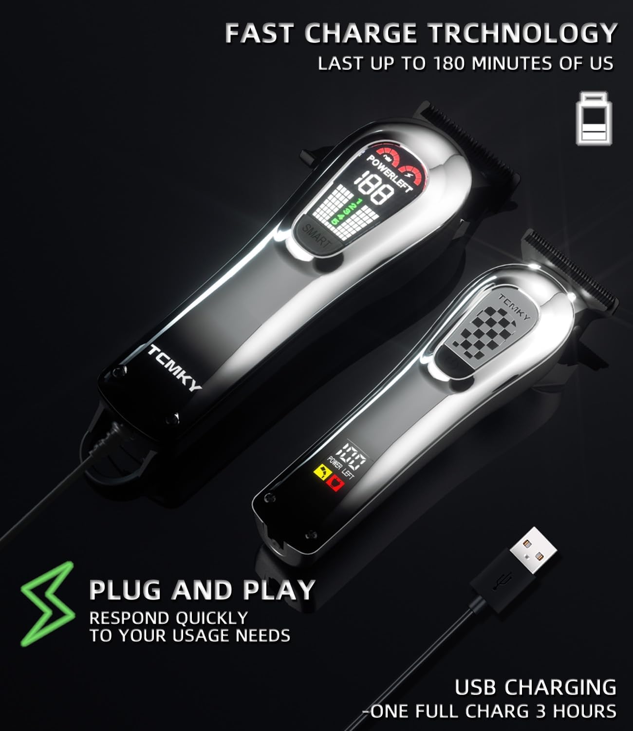 Hair Clippers for Men - Professional Cordless Hair Cutting & Beard Trimmer Set | Rechargeable Electric Shaver