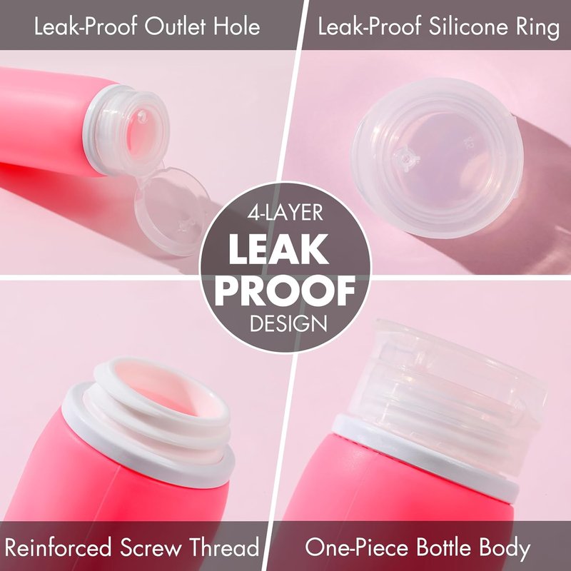 Travel Bottles for Toiletries - 21 Pack Leak-Proof Silicone Containers | TSA Compliant, BPA Free, Pink