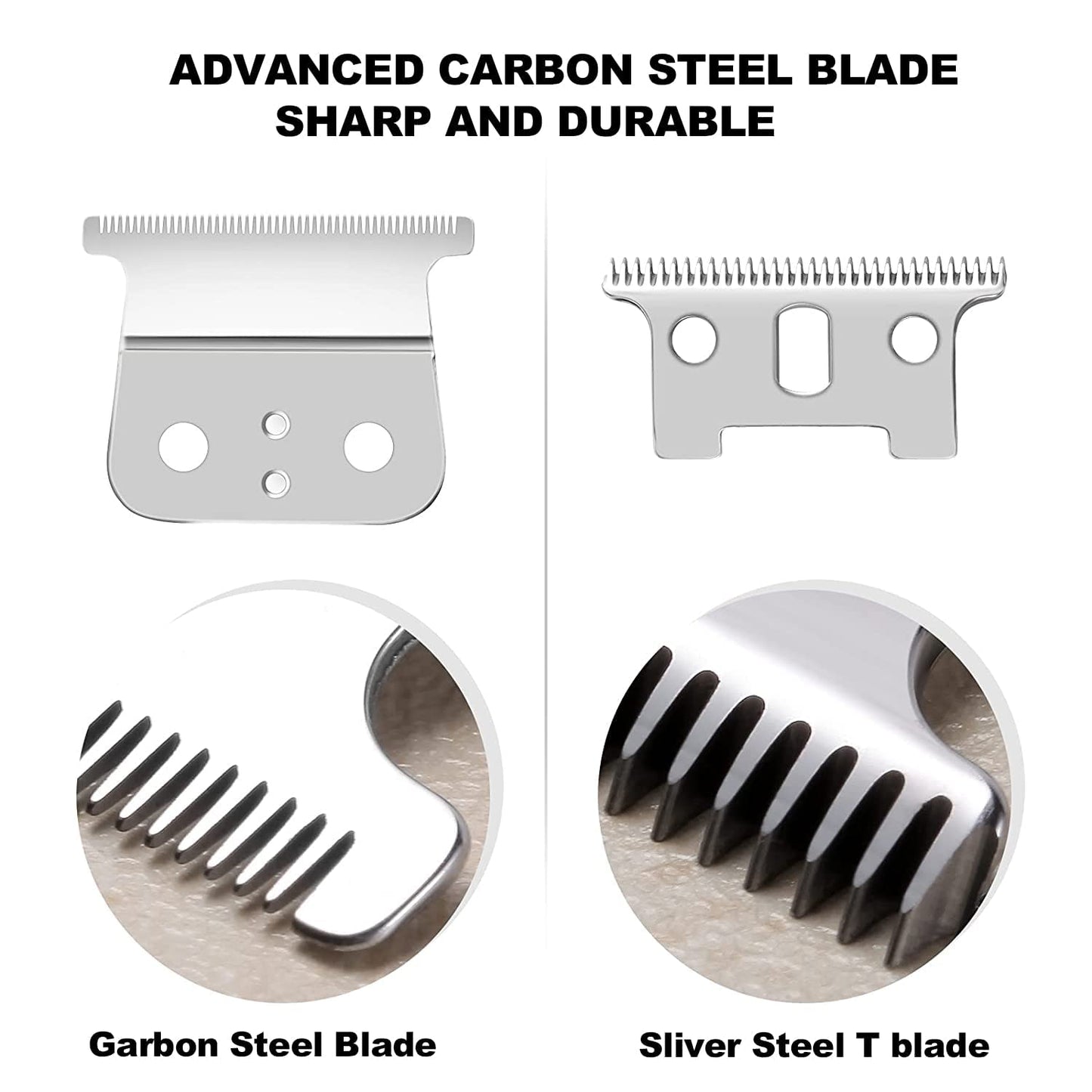 1 Pcs Replacement Blades Compatible with Andis #04710 and Andis #04521 hair Trimmer Compatible with Andis T Outliner & GTX Trimmer(sliver steel T blade + sliver steel blade)
