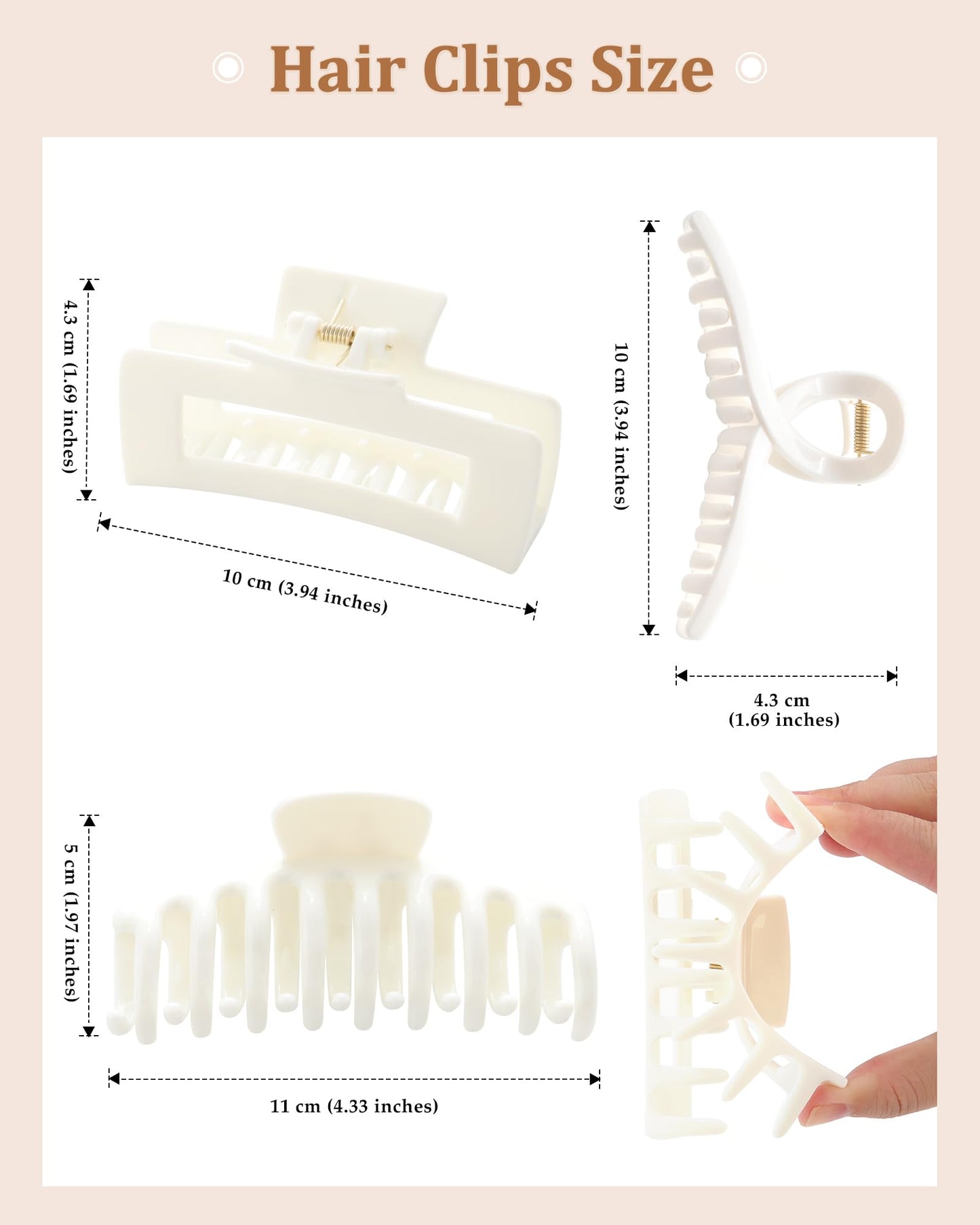 3 Styles Large Hair Clips for Women, Strong Hold Matte Non Slip Silicone Hair Clips, Soft Cozy for Long Thin Thick Hair, Claws Combination for Women and Girls