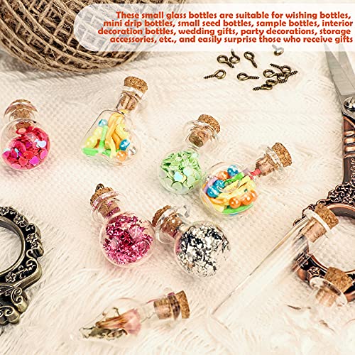 Honeydak 100Pcs Mini Glass Bottles Jars with Cork Stopper - 10 Shapes DIY Wishing Potions Set (Funny Variation)