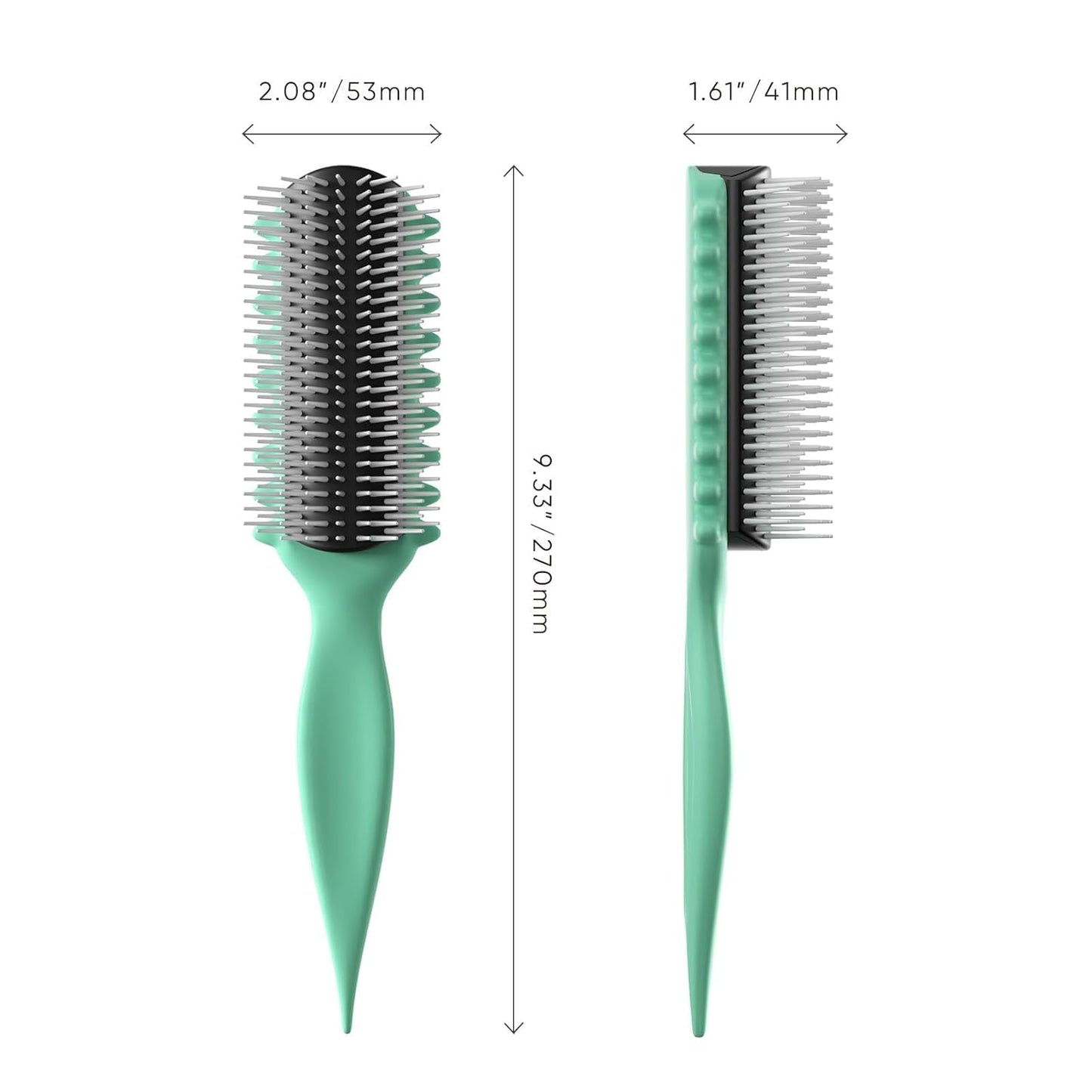 Curl Defining Brush - 9 Rows Premium Styling Hairbrush for Curly Hair | Enhances Curl Definition & Separation - Green