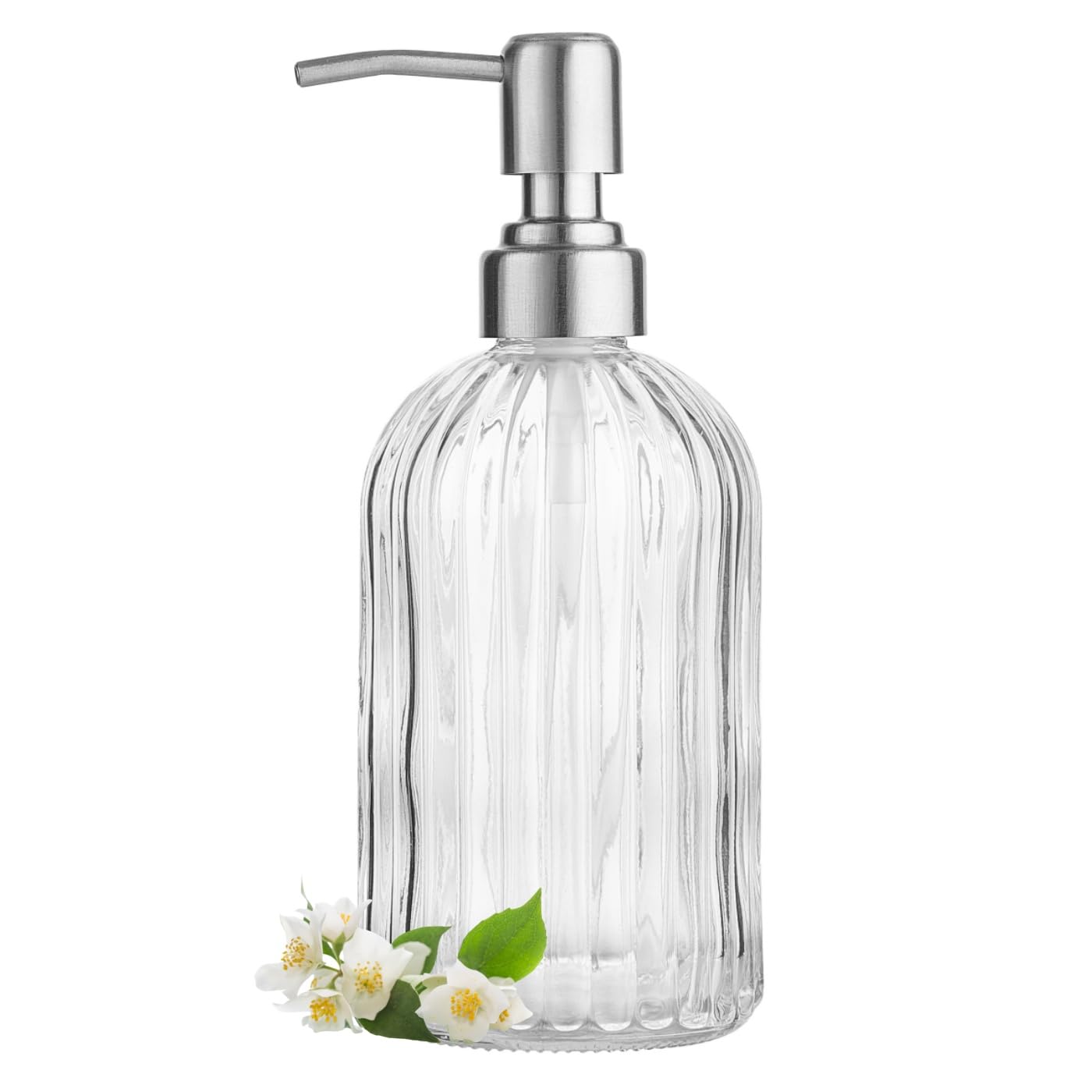 zuxzmj Clear Glass Soap Dispenser with 304 Rustproof Stainless Steel Pump 18oz for Kitchen and Bathroom Hand Soap Dispenser Bottle