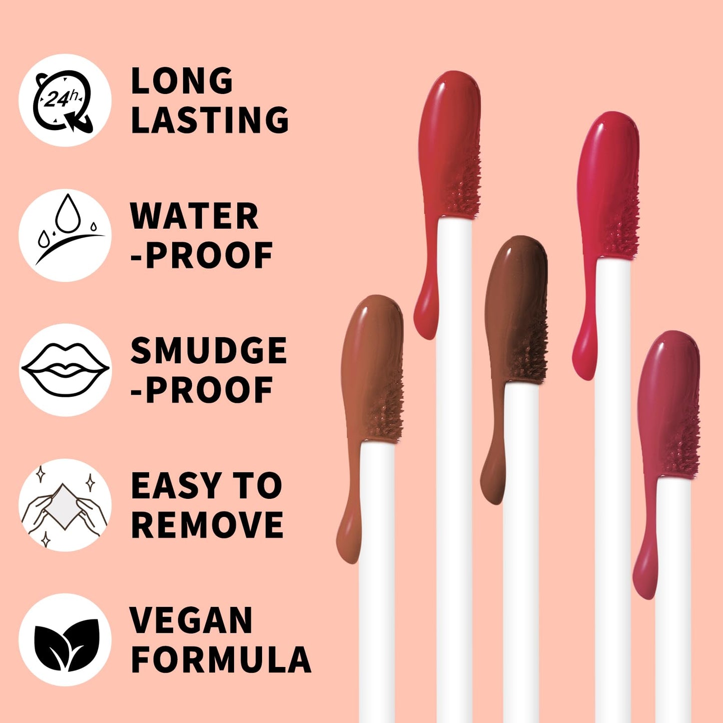 KIMUSE 5Pcs Peel Off Lip Stain, Lip Liner Stain Long Lasting, Waterproof, Transfer-Proof, Highly Pigmented Color Lip Tint Stain Set, Matte Finish