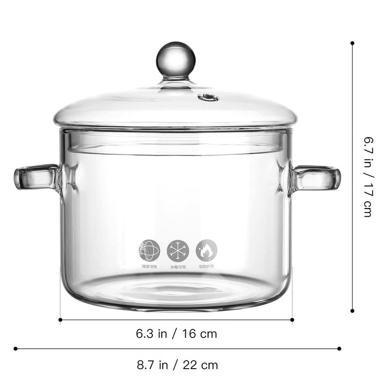 Simmer Pot for Stove Potpourri, Glass Potpourri Tea Pot with Lid for Stove, 1900ml 66 Oz Clear Cooking Saucepan Household Cereal Bowls Soup Saucepan Transparent Large Home Our Place Cookware