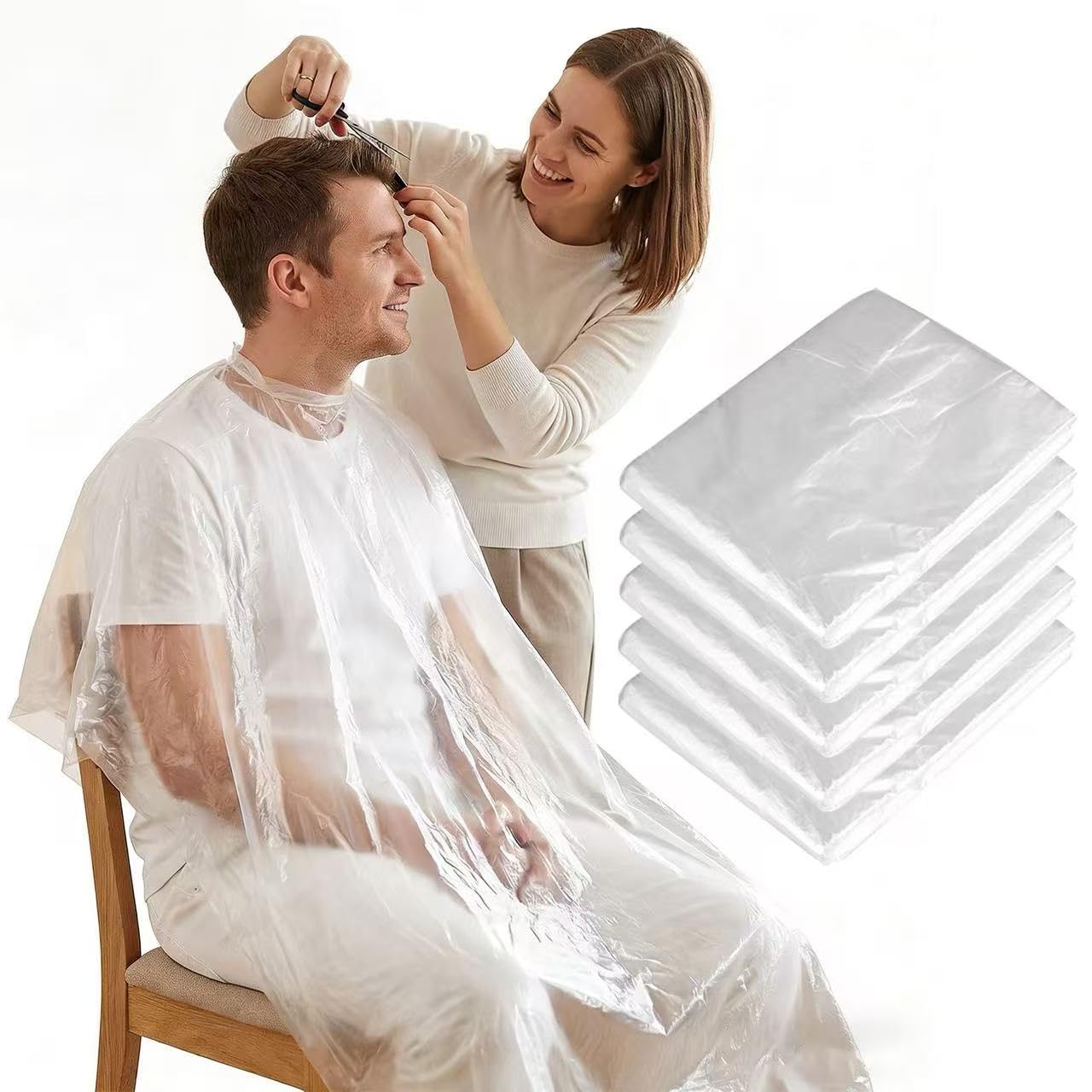 100 Pcs Disposable Hair Salon Capes, 35.4×51.2 Inches Waterproof Hairdressing Cape for Hair Stylist, Barber, Hair Dye, Perming and Beauty Salon Use