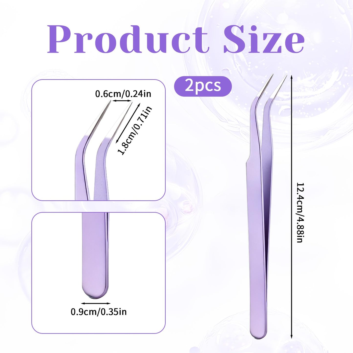 2 Pack Lash Tweezers for Eyelash Extensions Professional Eyelash Extension Tweezers Lash Cluster Tweezer Precision Fiber Tip Stainless Steel Lashes Applicator Tool for Home and Professional Use