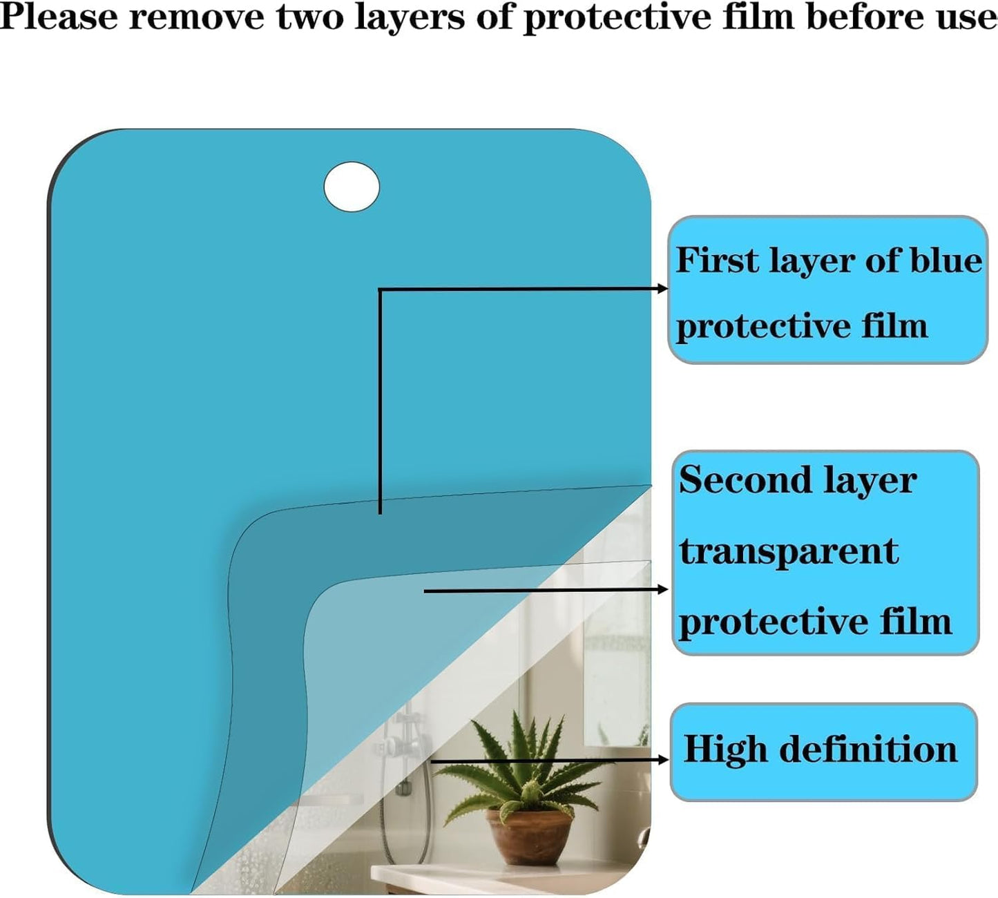 Fogless Shower Mirror for Shaving - Anti-Fog Design | 7"x5.1" Portable Handheld Travel Makeup Mirror