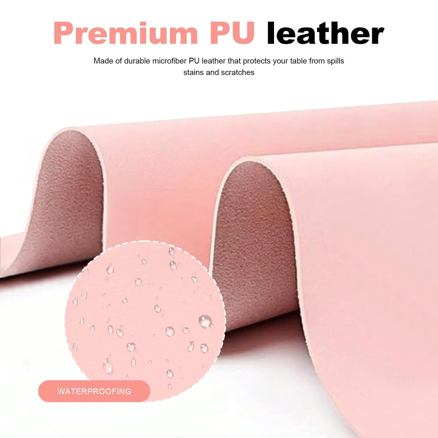 Foldable Nail Mat for Table, Waterproof PU Leather Manicure Pad, Non-Slip Desk Protector for Nail Tech & Salon, Portable Easy Clean Large 60x30cm Nail Art Station Mat (Pink)