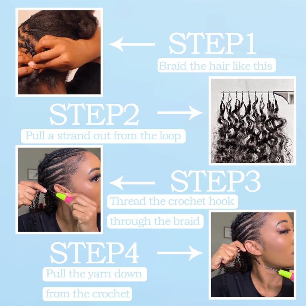 Feather Crochet Human Hair Extensions for Black Women - 16 Inch Soft Invisible Curly Bundles | Lightweight & Reusable