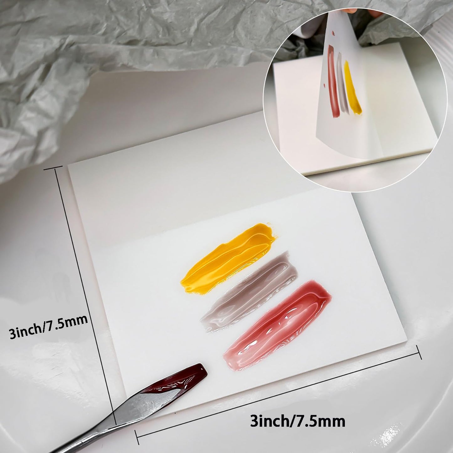 Disposable Nail Polish Palette Paper - 200 Sheets 3x3 Inch Waterproof Mixing Tool with Stirring Rod