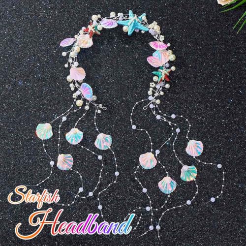 Sea Shell Starfish Wedding Headband with Pearl Beach Bridal Hair Accessories for Women