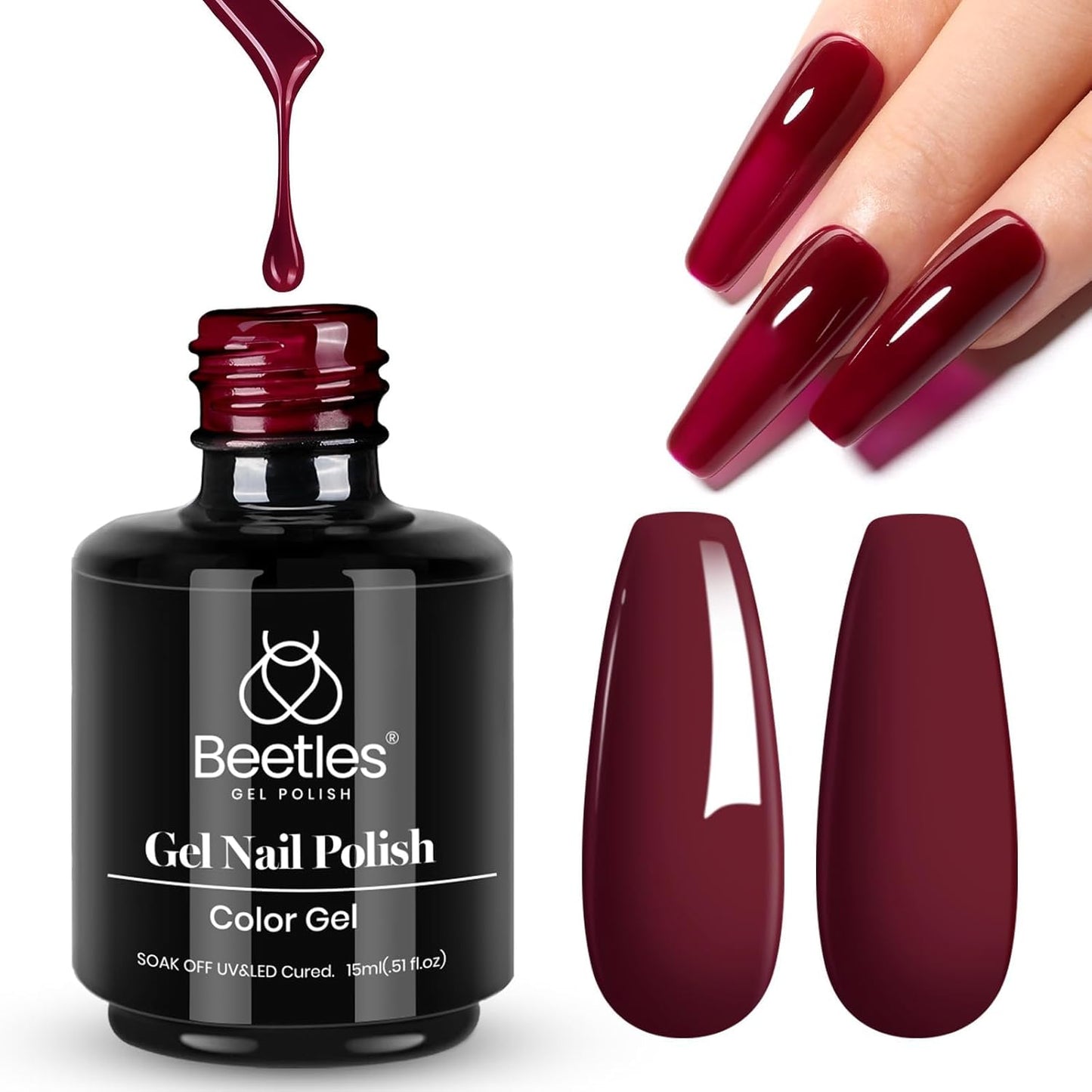 Beetles Mauve Gel Nail Polish - Dusty Rose Pink Purple UV Soak Off | 15ml Long Lasting Glossy Finish for Salon & Home