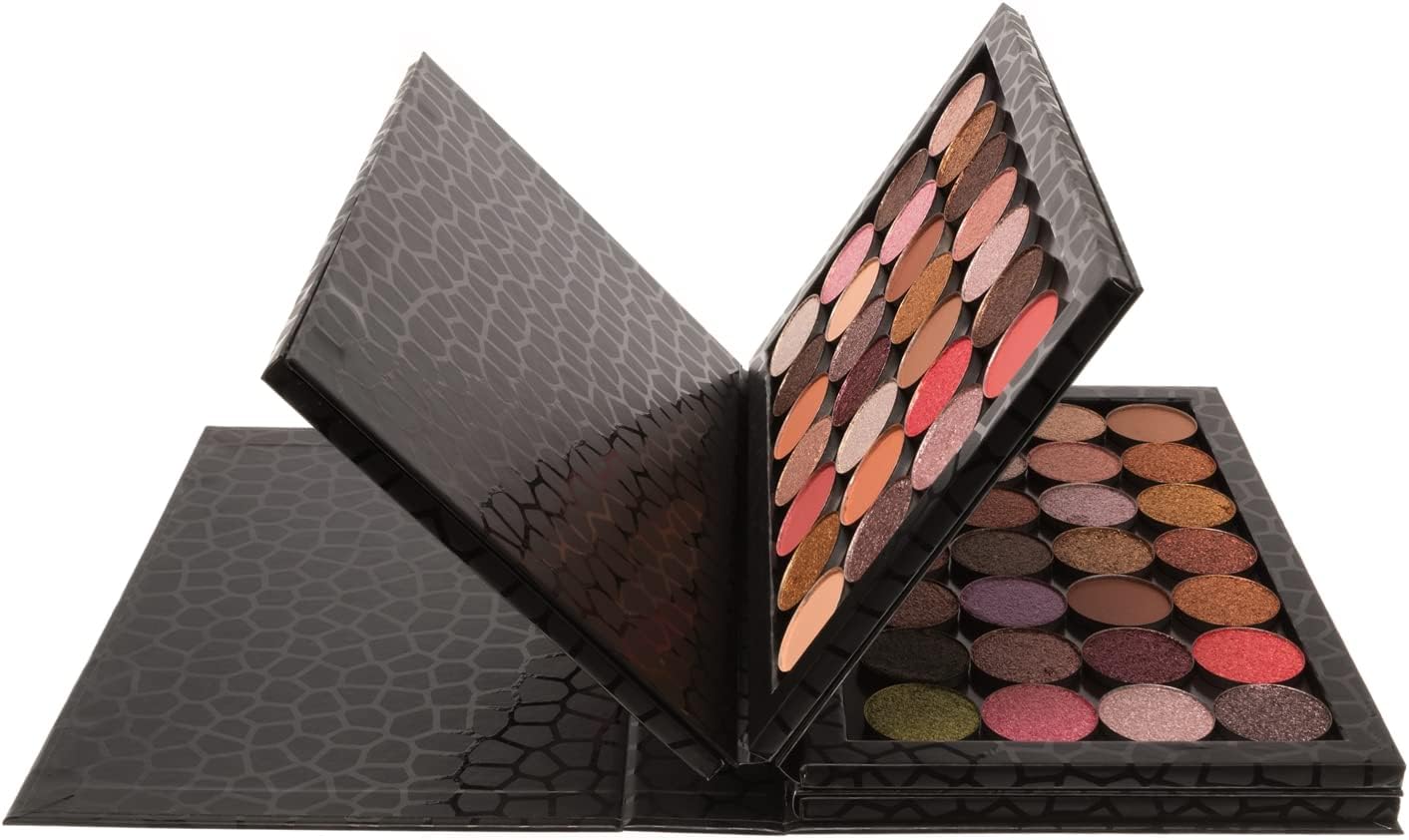 Large Empty Makeup Palette - 4-Layer Book Shaped Magnetic Storage Box for Eyeshadow, Lipstick & Blush | Black