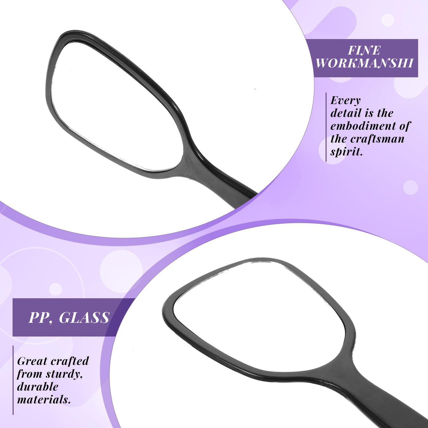 Bruislard 2 Pcs Small Handheld Mirror with Handle Single-Sided Portable Travel Vanity Mirror Personal Handle Mirrors Lightweight Hand Mirrors for Men and Women Makeup(Black,White)