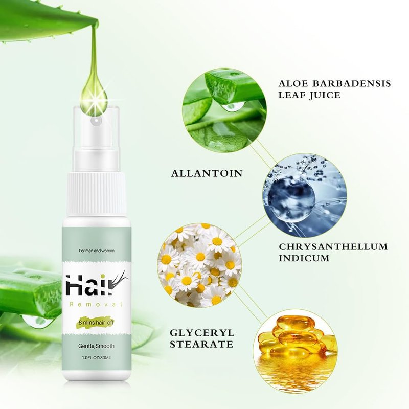 LINEDSON Hair Removal Spray, Mild Painless Facial Hair Remover Cream for Underarm, Arm, Leg, Bikini Areas Body Hair Depilatories Product for Women Men 30ml