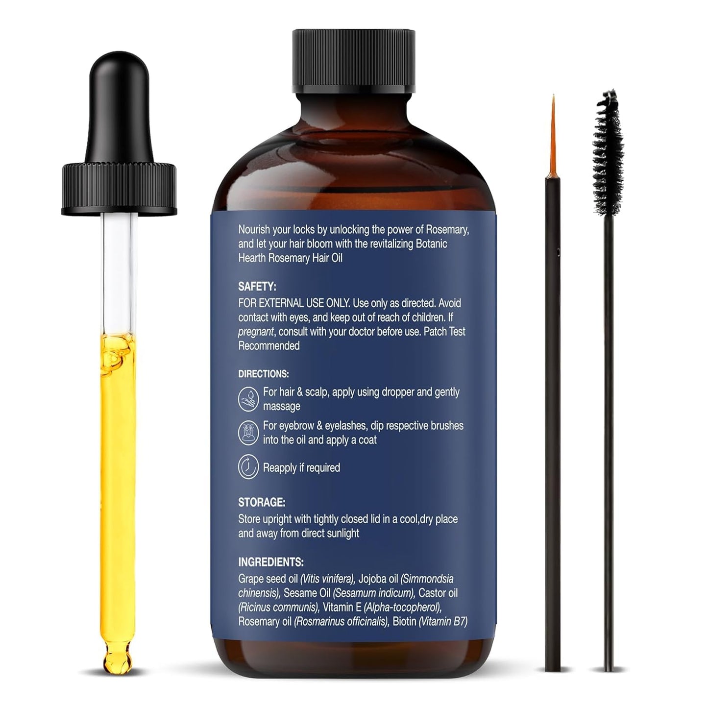 Rosemary Oil for Hair Growth - 100% Pure Biotin Infused Treatment | Nourishing & Volumizing | 2 fl oz, Blue
