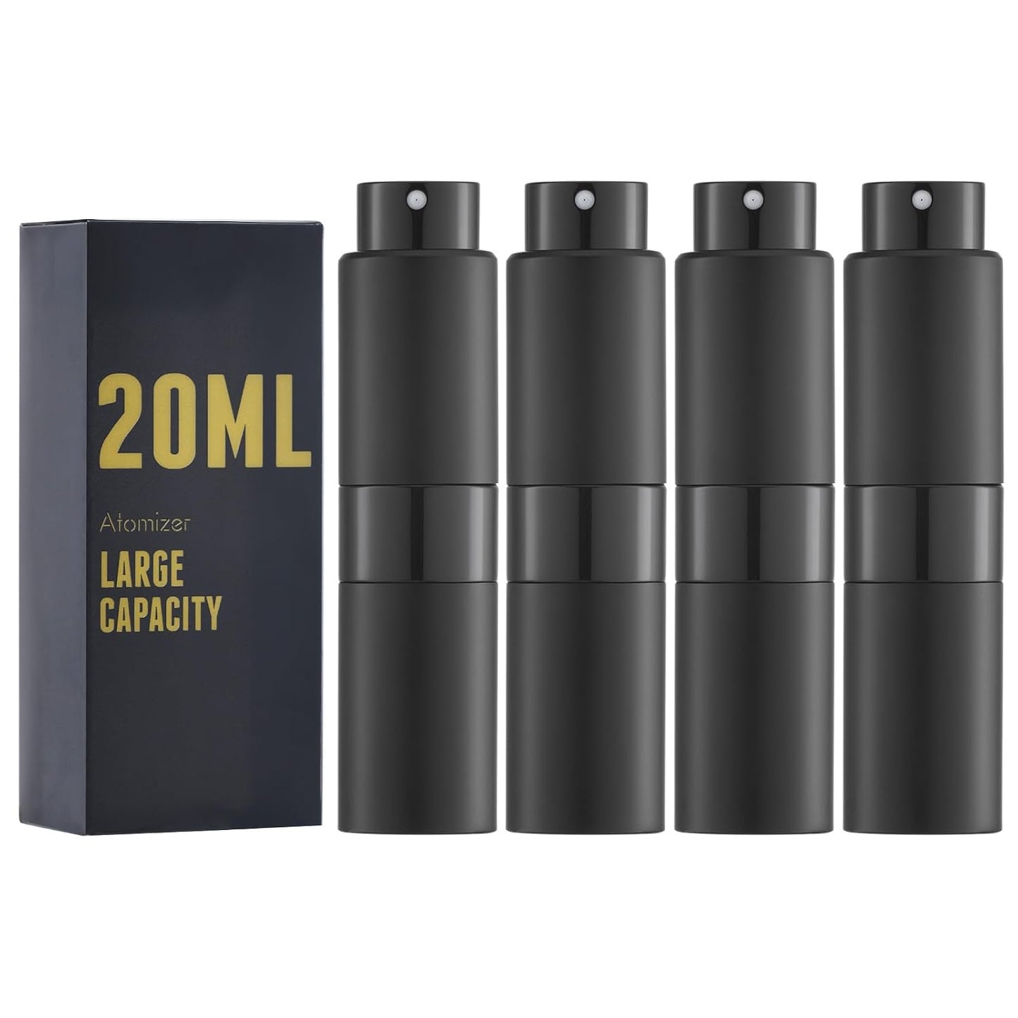 Travel Cologne Spray Bottle - 20ML Perfume Atomizer Mini Dispenser | Black, Set of 4