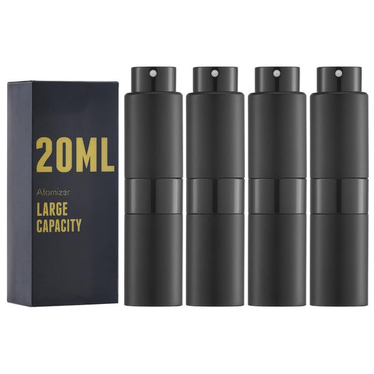 Travel Cologne Spray Bottle - 20ML Perfume Atomizer Mini Dispenser | Black, Set of 4