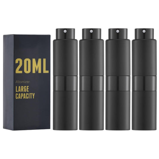 owlyee 20ML Perfume Atomizer, Travel Cologne Spray Bottle, Mini Empty Sprayer Dispenser (Black,4PCS)