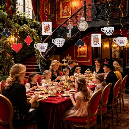 Wonderland Tea Party Decorations - 22Pcs Pre-Strung Garland