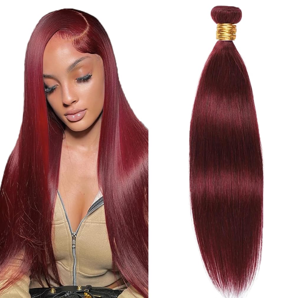 #99J Burgundy Bundles Human Hair Straight Bundles 24 Inch Wine Red Straight Bundle Unprocessed Brazilian Virgin Weave Hair 1 Bundle 50 Gram Per Bundle