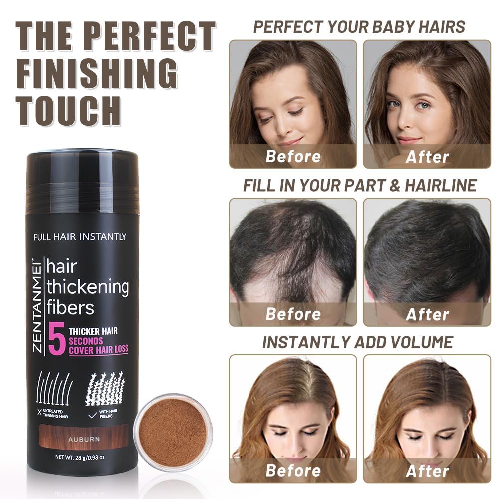 Hair Building Fibers for Thinning Hair - All-Natural Volume Powder | 0.98 Oz Gray Bald Spot Concealer for Men & Women
