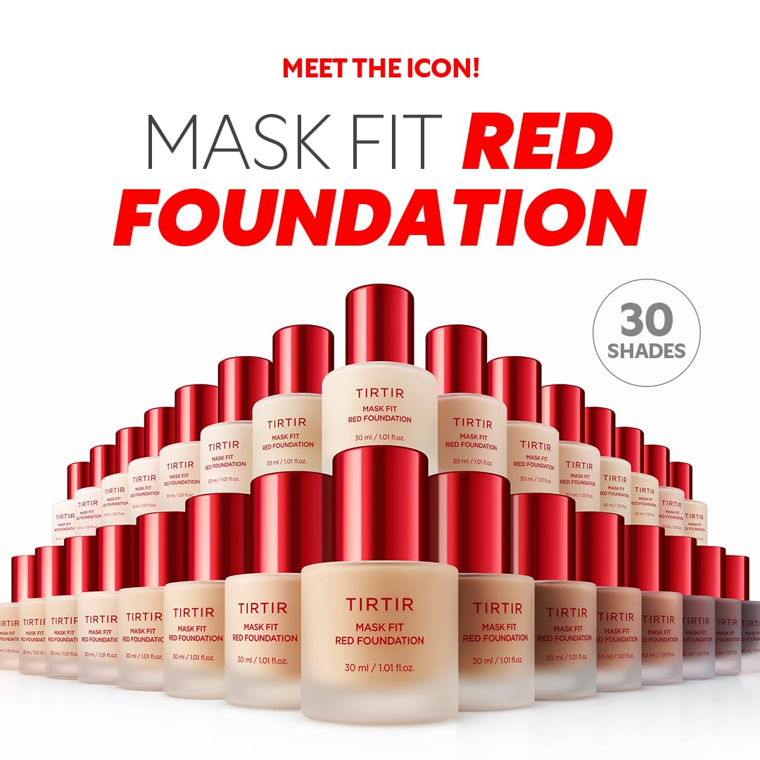 TIRTIR Mask Fit Red Foundation - Long Lasting Flawless Coverage, Hydrating & Pore-Blurring | #21N Ivory, 1.01 Fl Oz